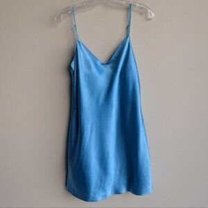 Silky Blue Satin Slip Dress